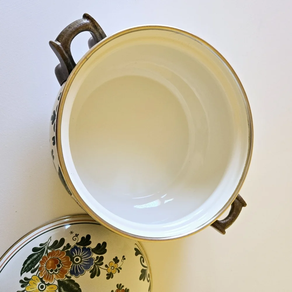 Villeroy & Boch Alt Amsterdam Florals: Metal Casserole & Lid 3Qt Enamel Dish Pan